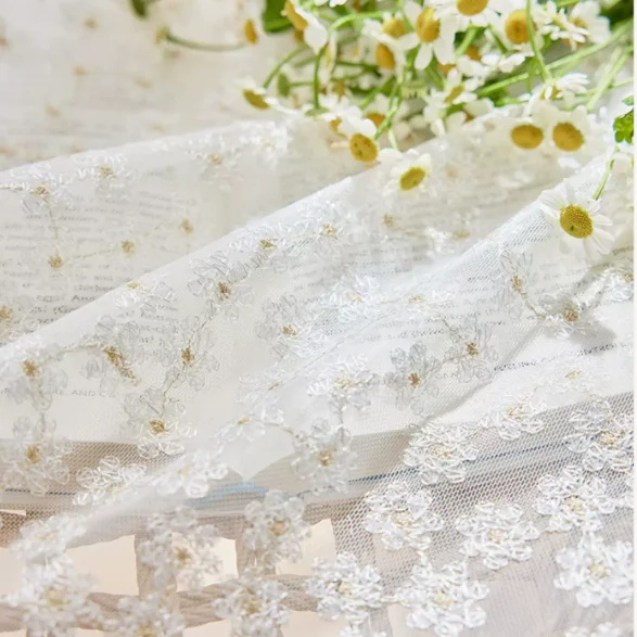 Screen Warm Solid Color Lace Small Fresh Floral Embroidered Window Tulle Modern Curtains for Living Dining Room Bedroom Door