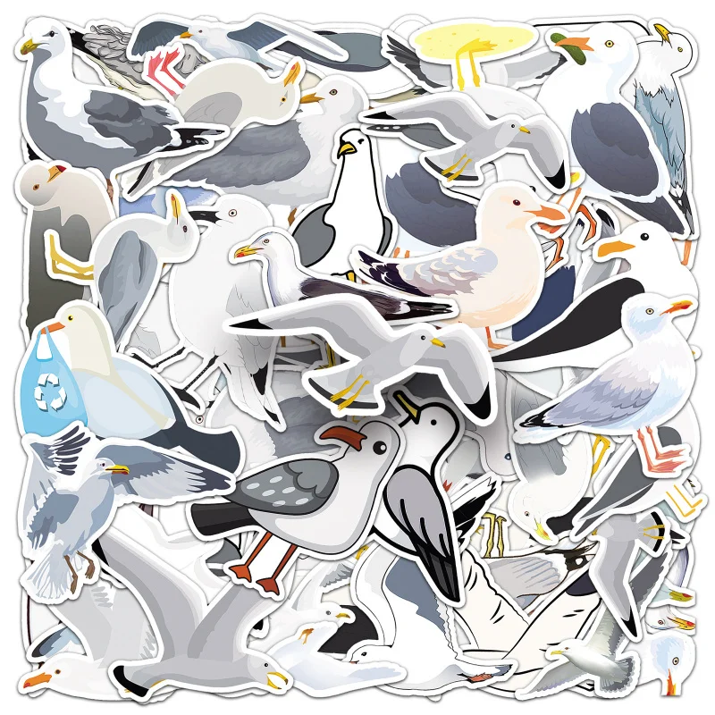 50 Pieces Seagull Graffiti Stickers Personalized Cartoon Animal Bird Decoration Phone Case Luggage Cup Stickers