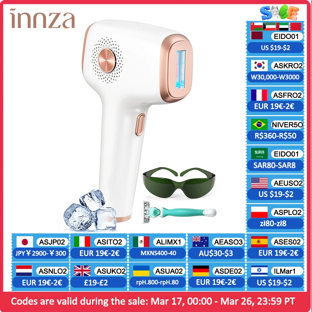Depilazione INNZA con funzione di cura del raffreddamento del ghiaccio per donne permanente,