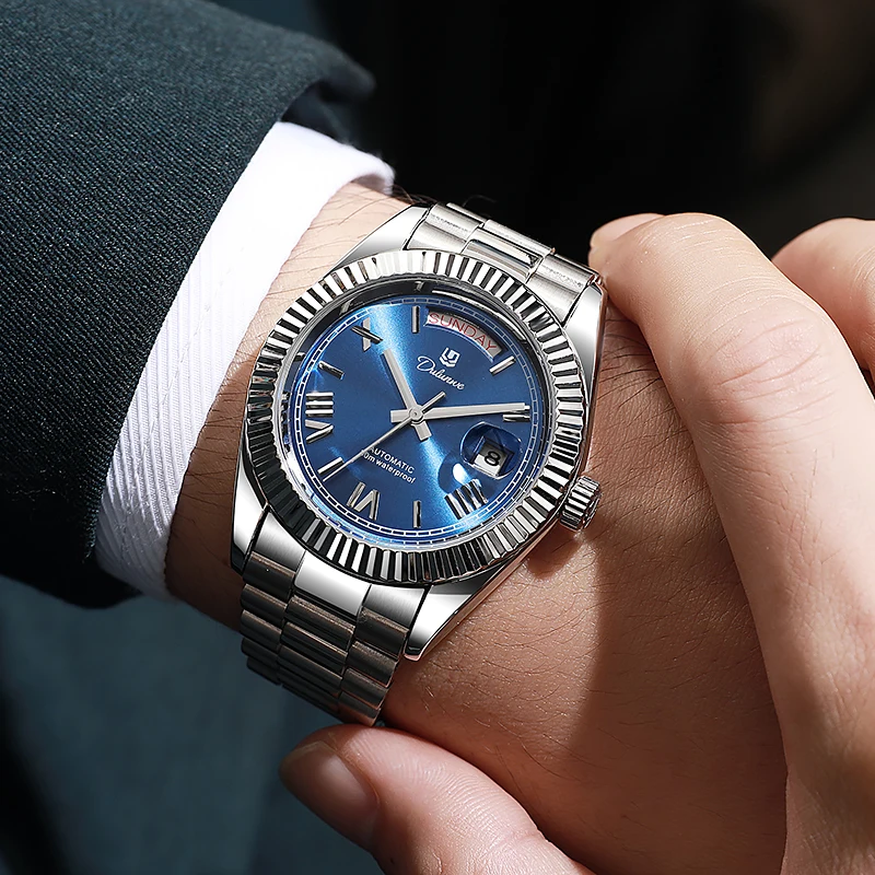 Reloj Hombre Business Style Men Mechanical Wristwatch 41MM Luxury Stainless Steel Automatic Watch For Men Relogios view 2