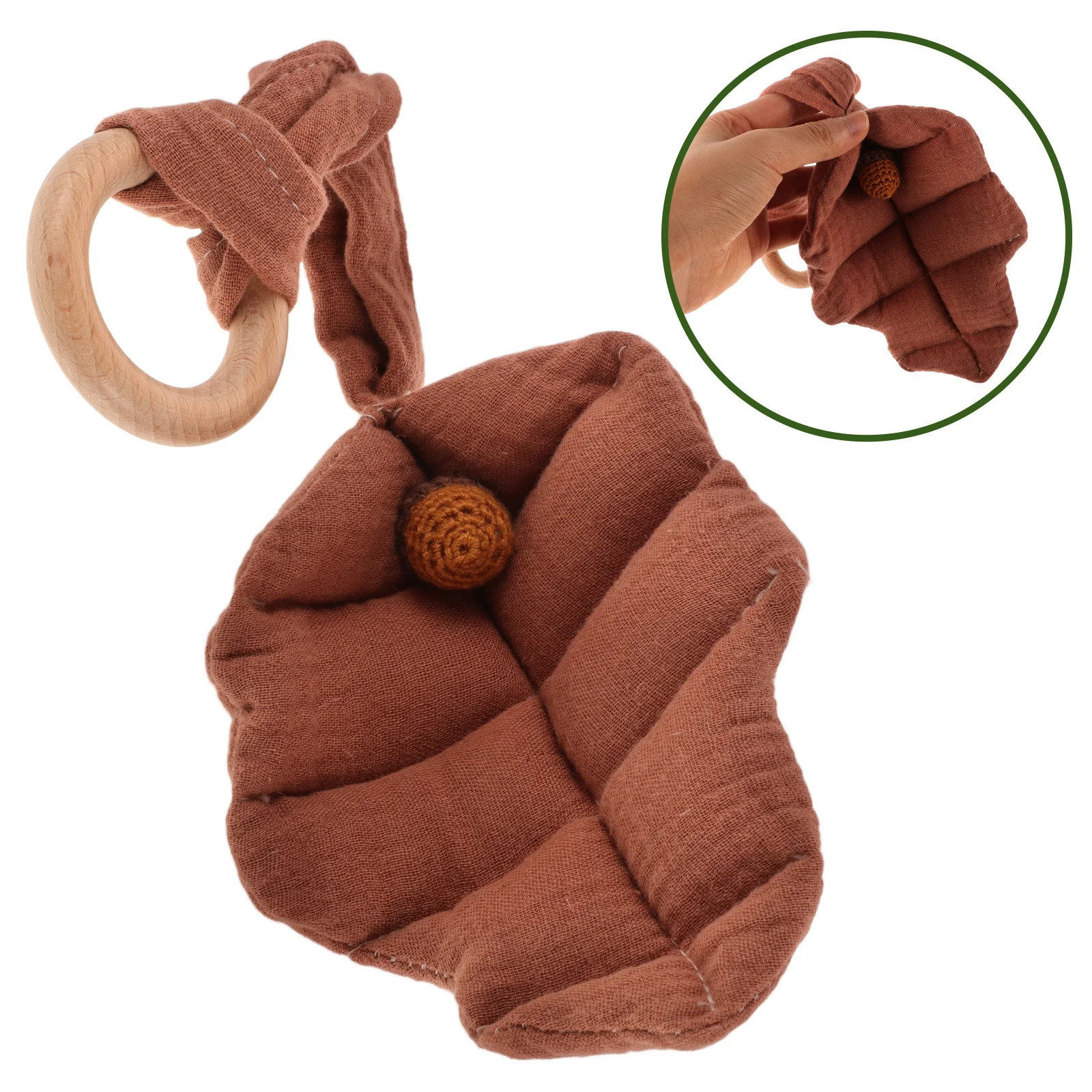 

1pcs Leaf-Shaped Baby Soothing Pendant Wooden Teething For Crib Stroller Car Seat Newborn Grasping Hanging Ornament Baby 0-3