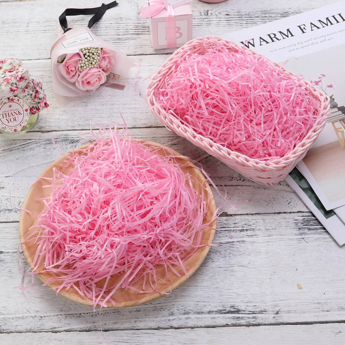 

20G Colored Lafite Grass Silk Paper Shred Filler Natural Edible Candy Chocolate Void Filler Gift Box Filling Wedding Birthday