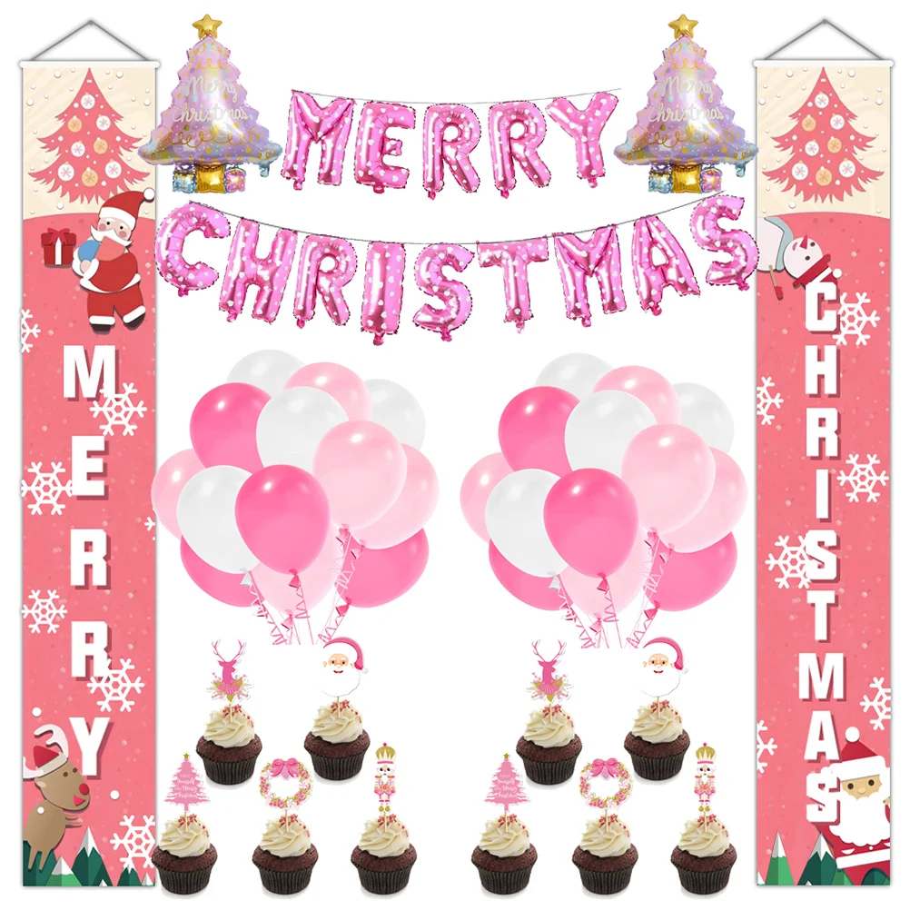 

Balloon Party Decorations Balloons Xmas Colored Porch The Banner Props Christmas Door Couplet for Wood Sign