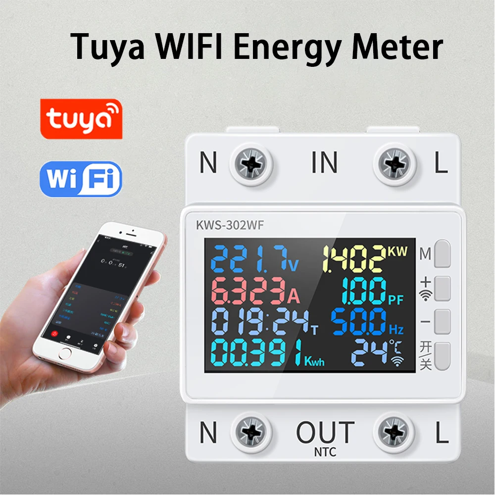 Tuya WiFi Smart Power Meter Earth Leakage Protector Switch Wattmeter Current Voltage Monitor Relay Circuit Breaker Energy Meter