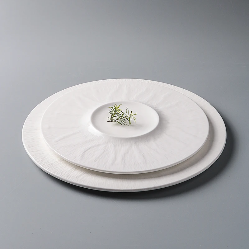White Porcelain Western Steak Dinner Plate French Tableware Top-grade Home Kitchen Pasta Vegetable Round Plate Kitchen Plates