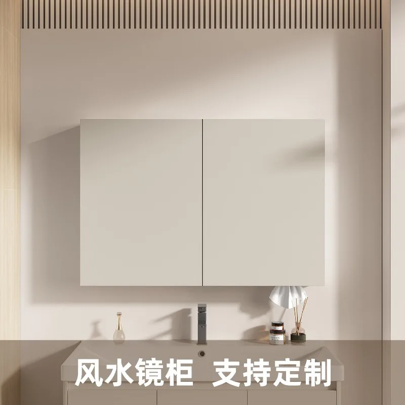 Thickened space aluminum flip open feng shui mirror bathroom wall storage hidden smart bathroom can block the mirror