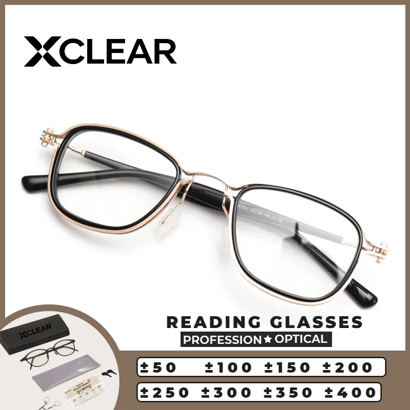 

Очки для чтения XCLEAR в винтажном стиле, прямоугольные, с диоптриями, с защитой от синего света, индивидуальные прогрессивные очки по рецепту