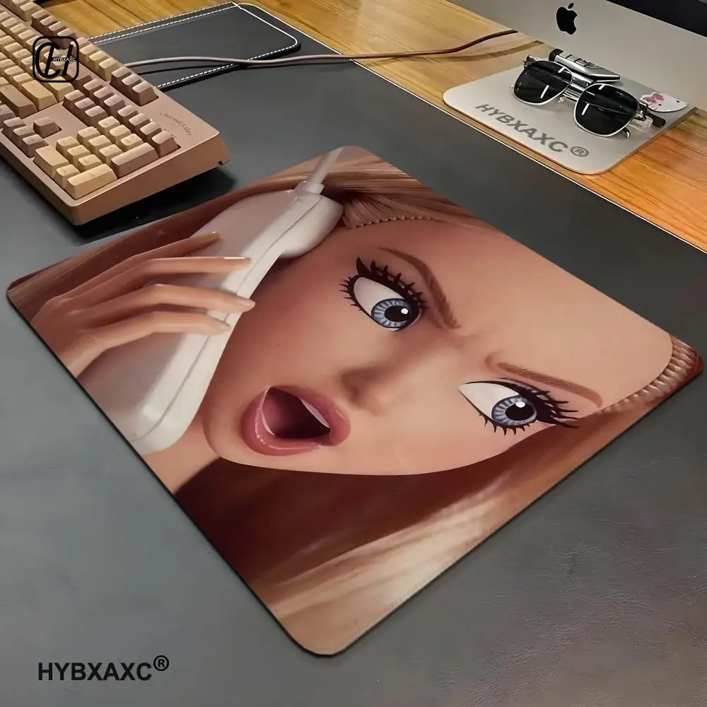 Cute And Funny Doll Face Mouse Pad Small Office Table Mat Computer Accessories Washable Non-Slip Rubber With Precision Lock Edge