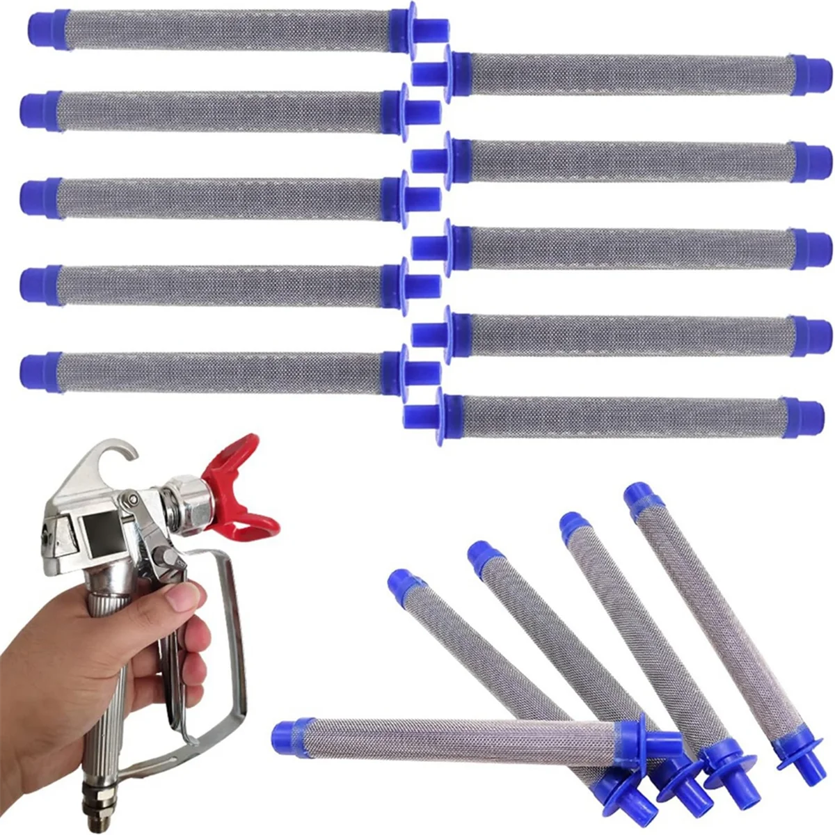 10 Pack Airless Spray Gun Filter, 60 Mesh Airless Paint Sprayer Filter Push on Type, Compatible with Models SG2 SG3