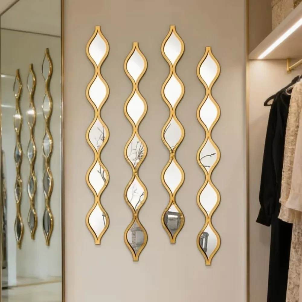 Acrylic Material Mirror Wall Sticker Golden Color Self-Adhesive Water Drop Mirror Sticker Teardrop Shape Removable