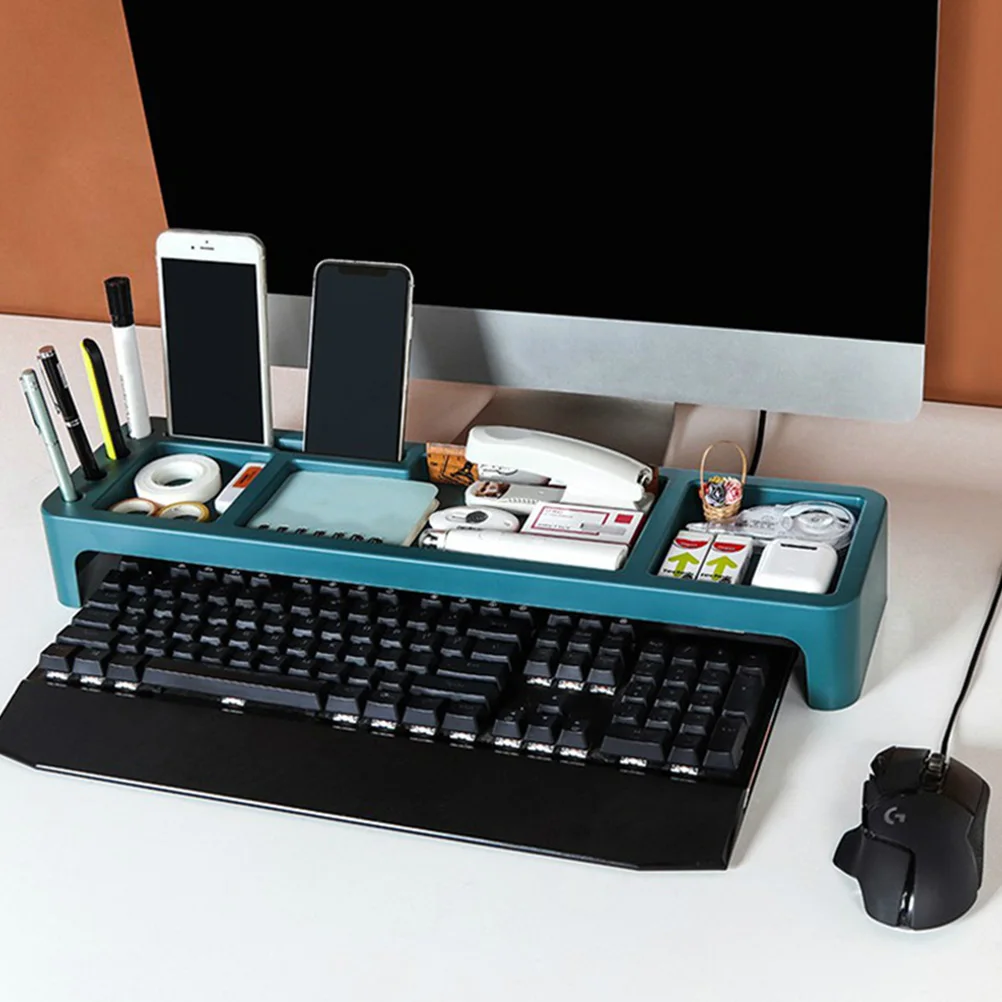 

Multifunctional ABS Keyboard Storage Rack Desktop Organizer Sundries Storage Box for Office Home School Use Desktop Organizer