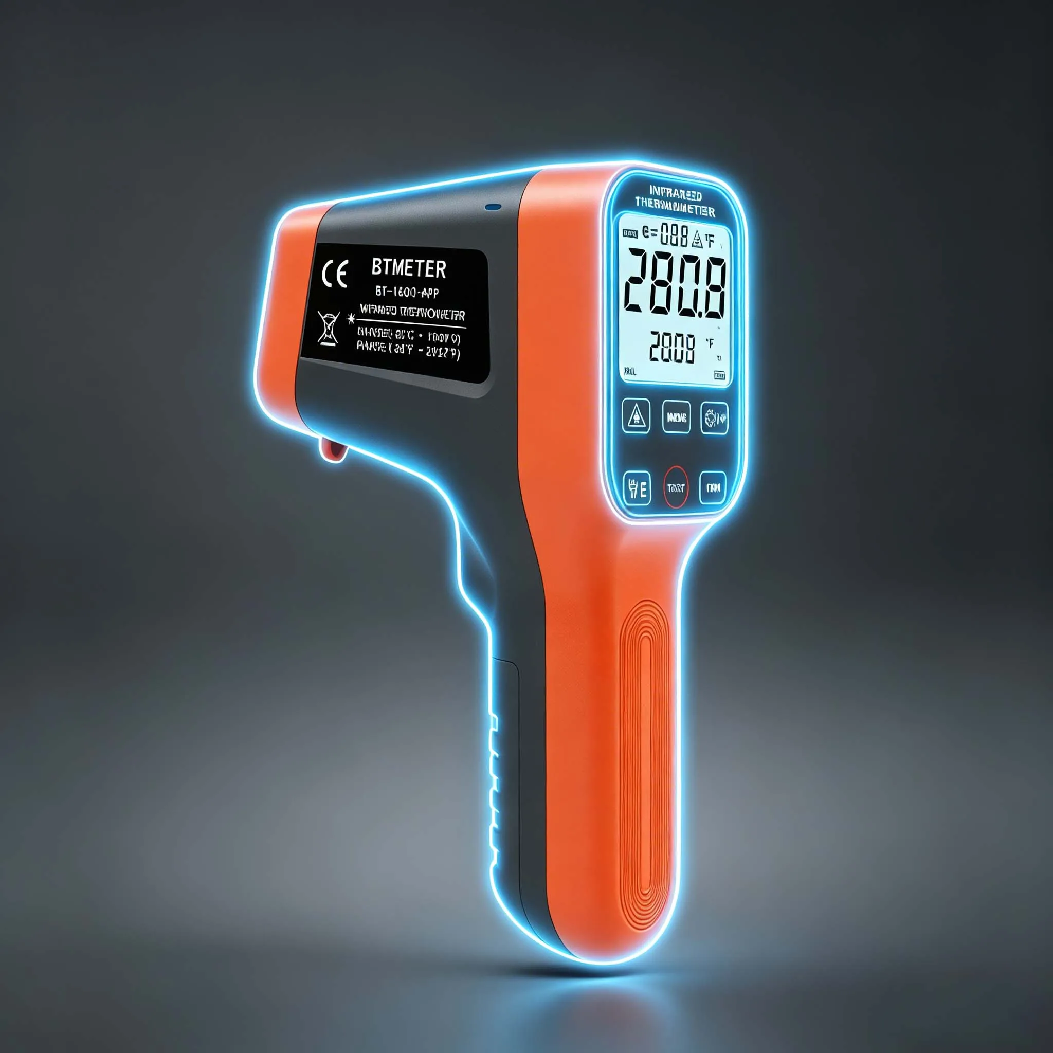 Digital Infrared Thermometer Gun Non Contact -50~1600℃ Laser Temperature Gun Rechargeable IR Thermometer for Industrial HVAC