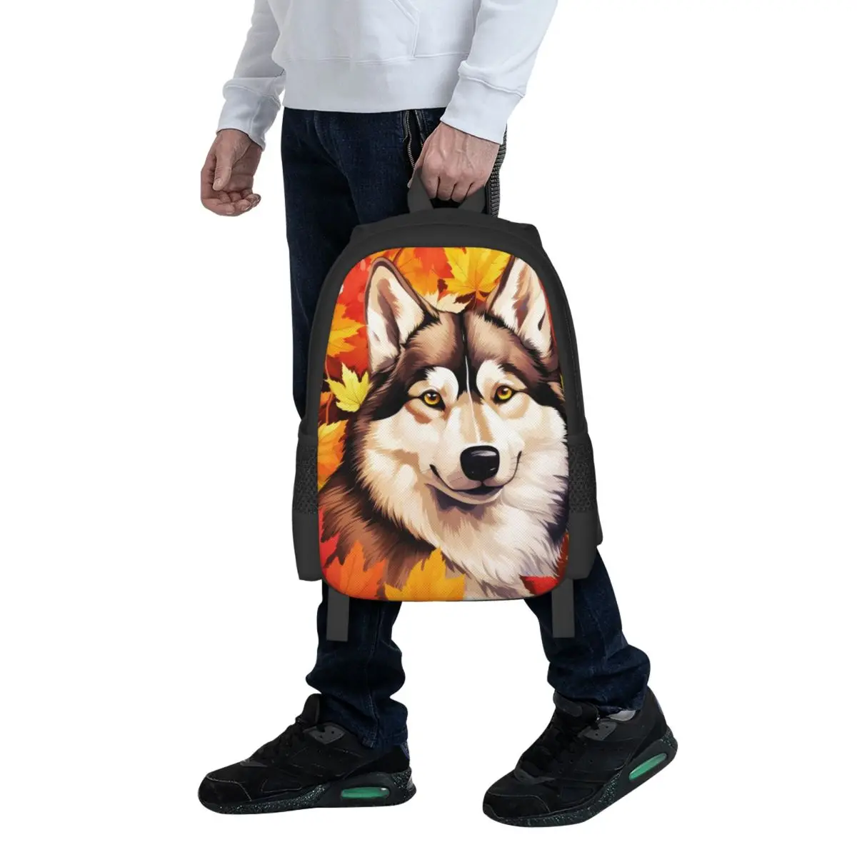 Autumn Fall Siberian Husky Dog Student Backpack School Bag Hiking Travel Daypack for Men Women Fashion Bookbag Shoulder Bags
