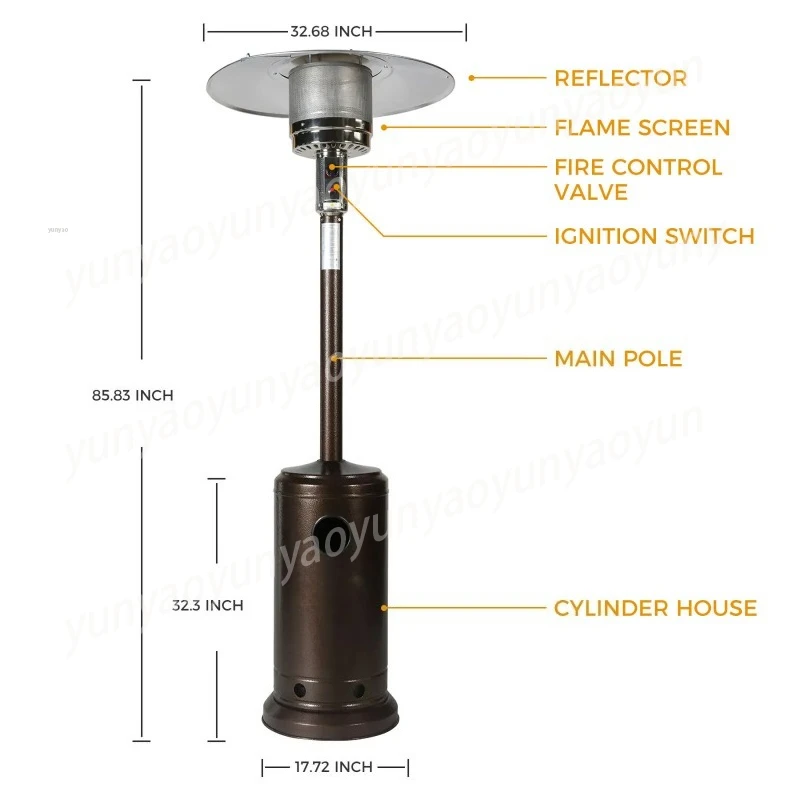 Propane Gas Patio Heater with Freestanding Design for Garden Outdoor Use