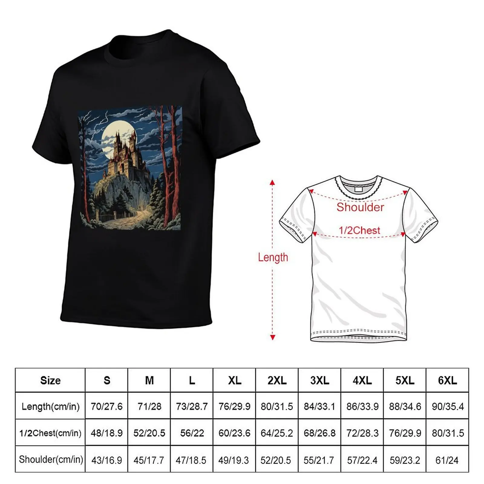 Vampire Goth Castle Haunted Horror Halloween T-Shirt man t shirts graphic g man t shirts for men T-Shirt