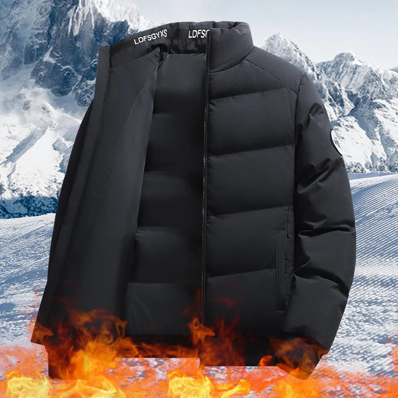 

Winter Parkas Men's Down Jacket Windproof Cold Proof New Style with Added Velvet Thickened Parkas Casual Stand Collar Jacket