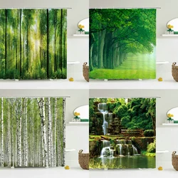 Modern Bos Douchegordijn Groene Plant Boom Landschap Douche Gordijn Badkamer Waterdichte Badkamer Decor Cortina De La Ducha