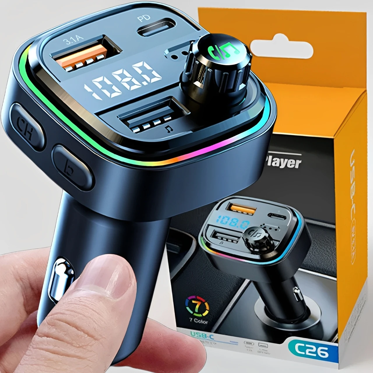 Car Mp3 Player Dual Usb Fast Charger Fm Bluetooth Receiver Bluetooth Compatible 5.0 Fm Transmitter Usb Flash Drive Plug Car Kit