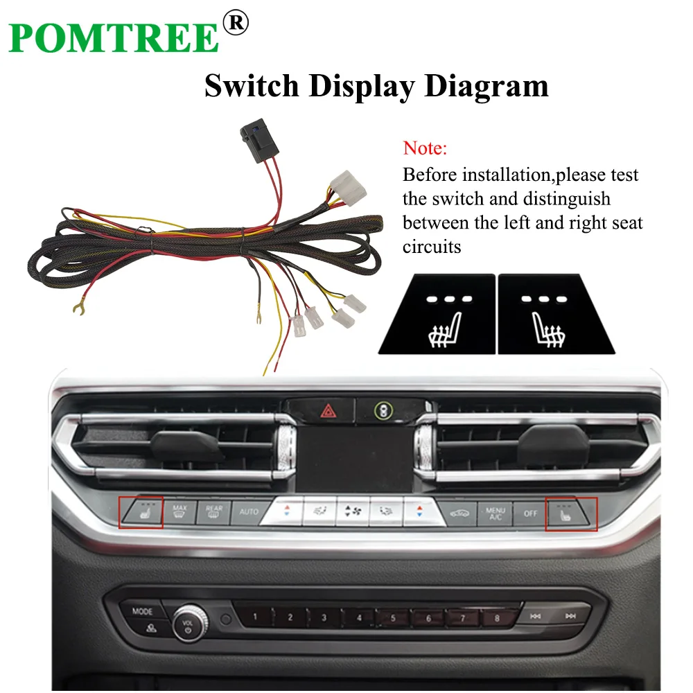 Built-in Car Seat Heating System Kit Fit 2 Seats,Including Heating Pads & Special Switch Compatible With 2021 BMW 3 Series