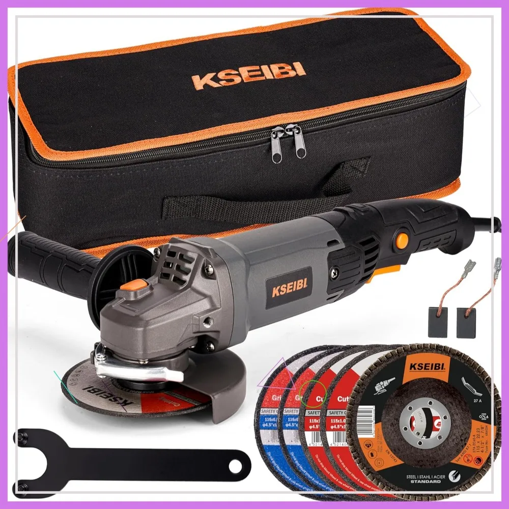 

Угловая шлифовальная машина 4,5 дюйма, 950 Вт, 11000 об/мин, сетевой электроинструмент с регулируемым кожухом и аксессуарами