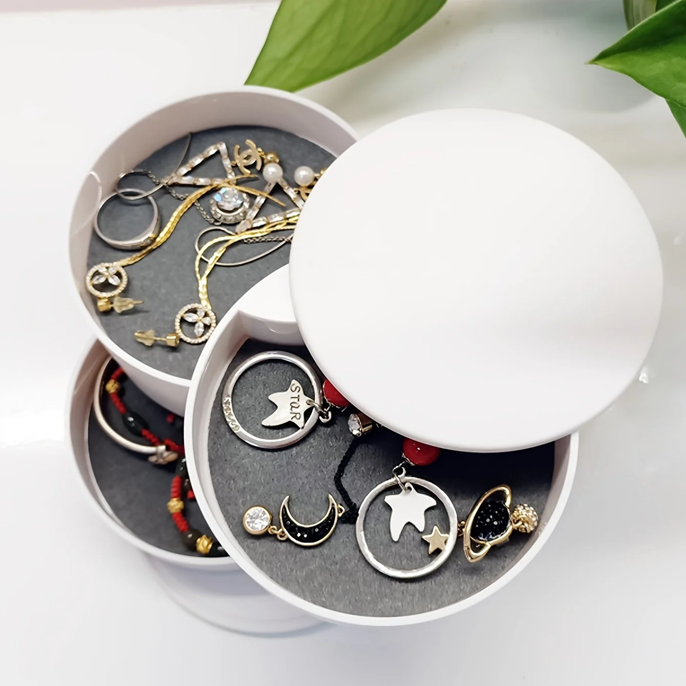 Rotating Multi-layer Desktop Storage Box Hair Accessories Jewelry Makeup BoxNWith Lid Dustproof Jewelry Box Jewelry Storage Box