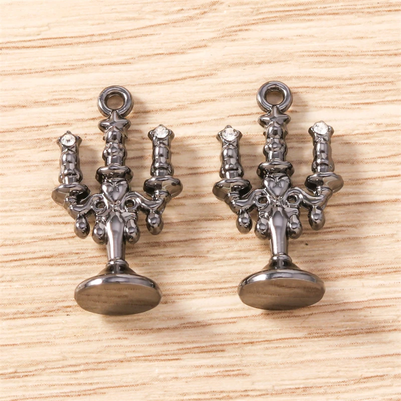 5 Stück 13 x 23 mm niedliche Metall-Kerzenständer-Form-Charms-Anhänger für Schmuckherstellung, Halsketten, Ohrringe, DIY, handgefertigtes Bastelzubehör – Detail 14