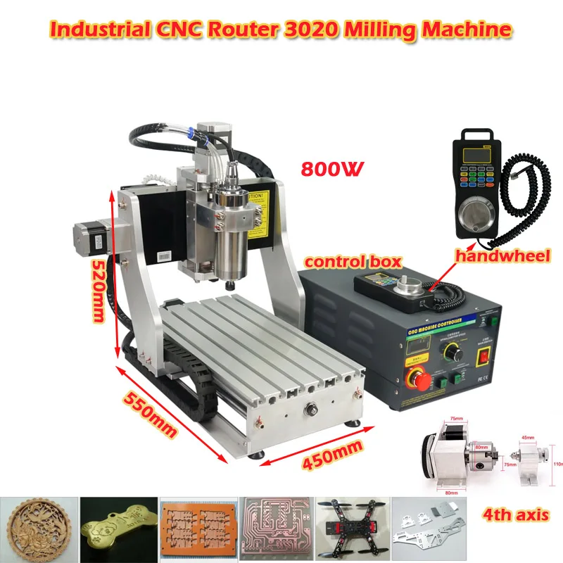 

Industrial CNC 3020 Router 800W 3axis 4axis Engraving Milling Machinewith Handwheel for Metal Wood Working