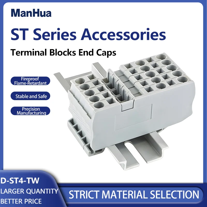 ManHua 10Pcs D-ST4-TWIN End Cover For ST4-TWIN Din Rail Terminal Blocks End Cover Plate