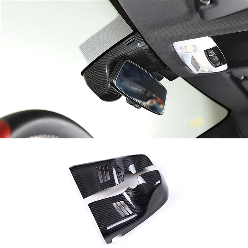 Dry Carbon Fiber Car Interior Rearview Mirror Decor Cover Trim for Toyota GR Supra A90 2019-2022 Interior Accessories