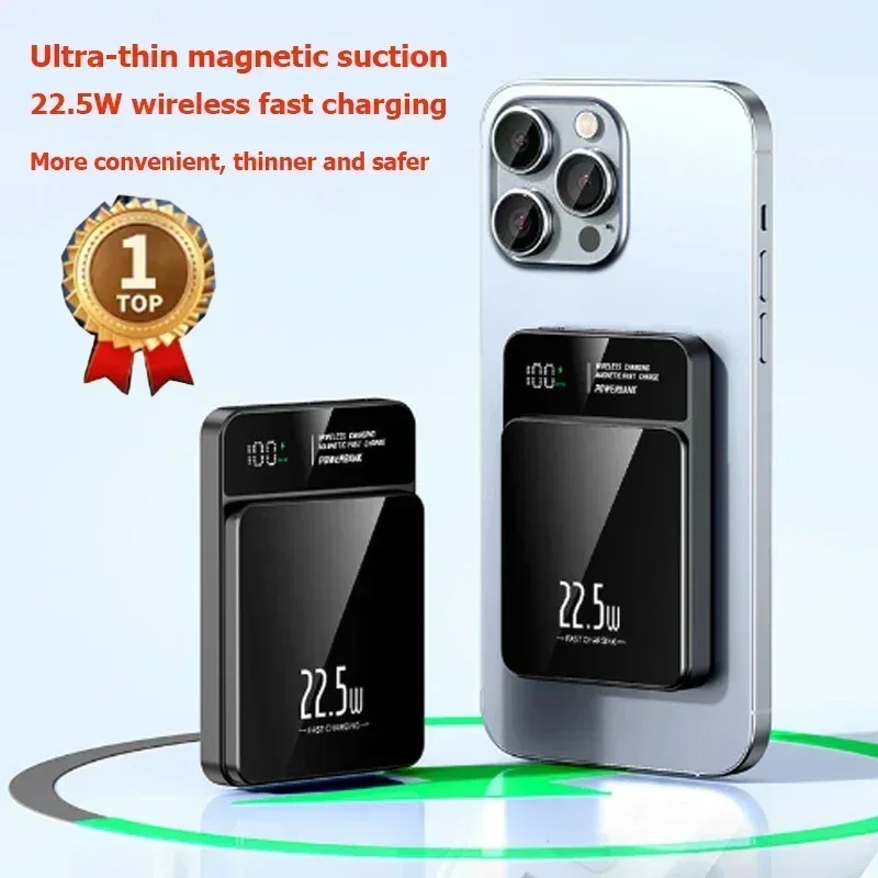 New Cargador Iphone 10000mAh Wireless Attraction Power Bank Ultra 22.5W Fast Charging Portable Large Capacity for IPhone Xiaomi