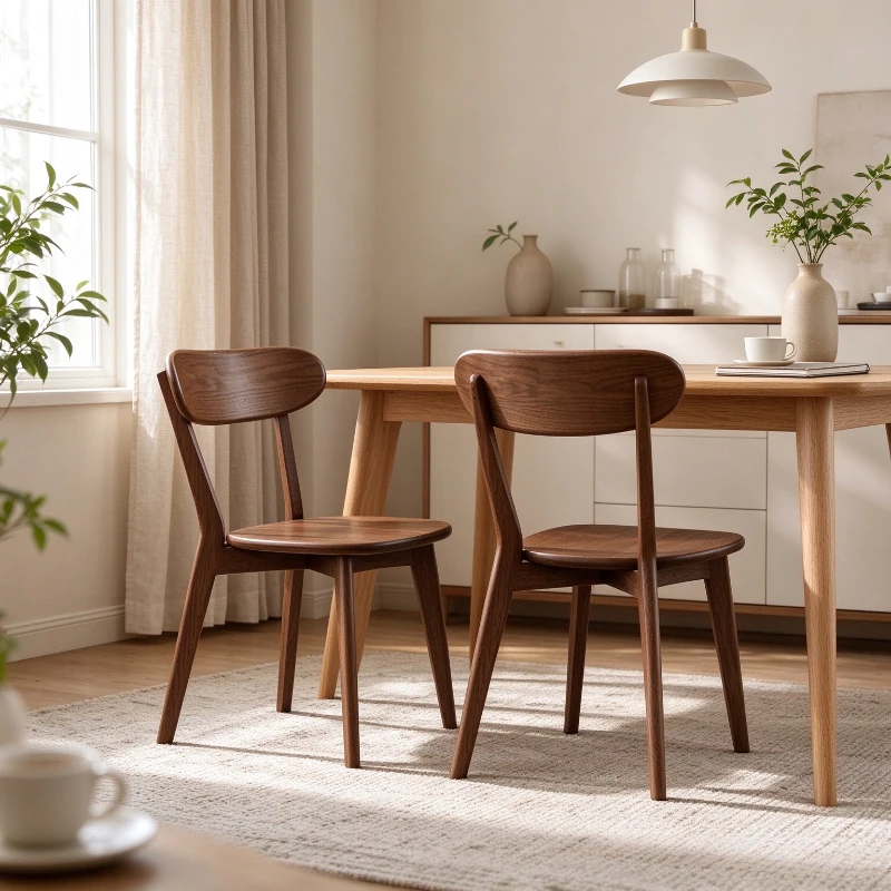 Nordic Solid Wood Dining Chair with Wide Seat Sturdy Stable Stool Non Deforming Backrest Chair for Home Dining Room Kitchen