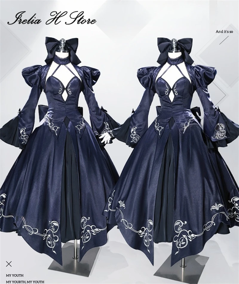 

Irelia H Store FGO Fate Grand/заказ Черный Алтрия Косплей Костюм Игра Altria Pendragon Stage 3, вечерние длинное платье, костюм на Хэллоуин