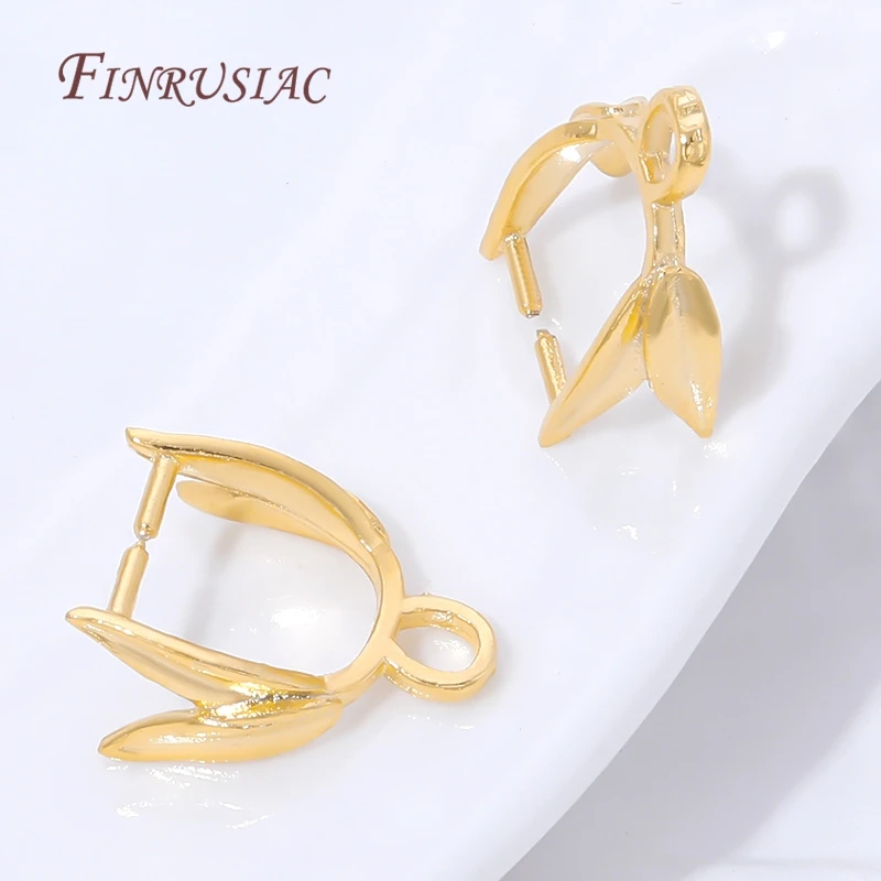 18K Gold Plated Brass Pinch Bail Clips,Leaf Shaped Pendant Connectors with Loop,For DIY Necklace& Charm Earrings Jewelry Making image 4