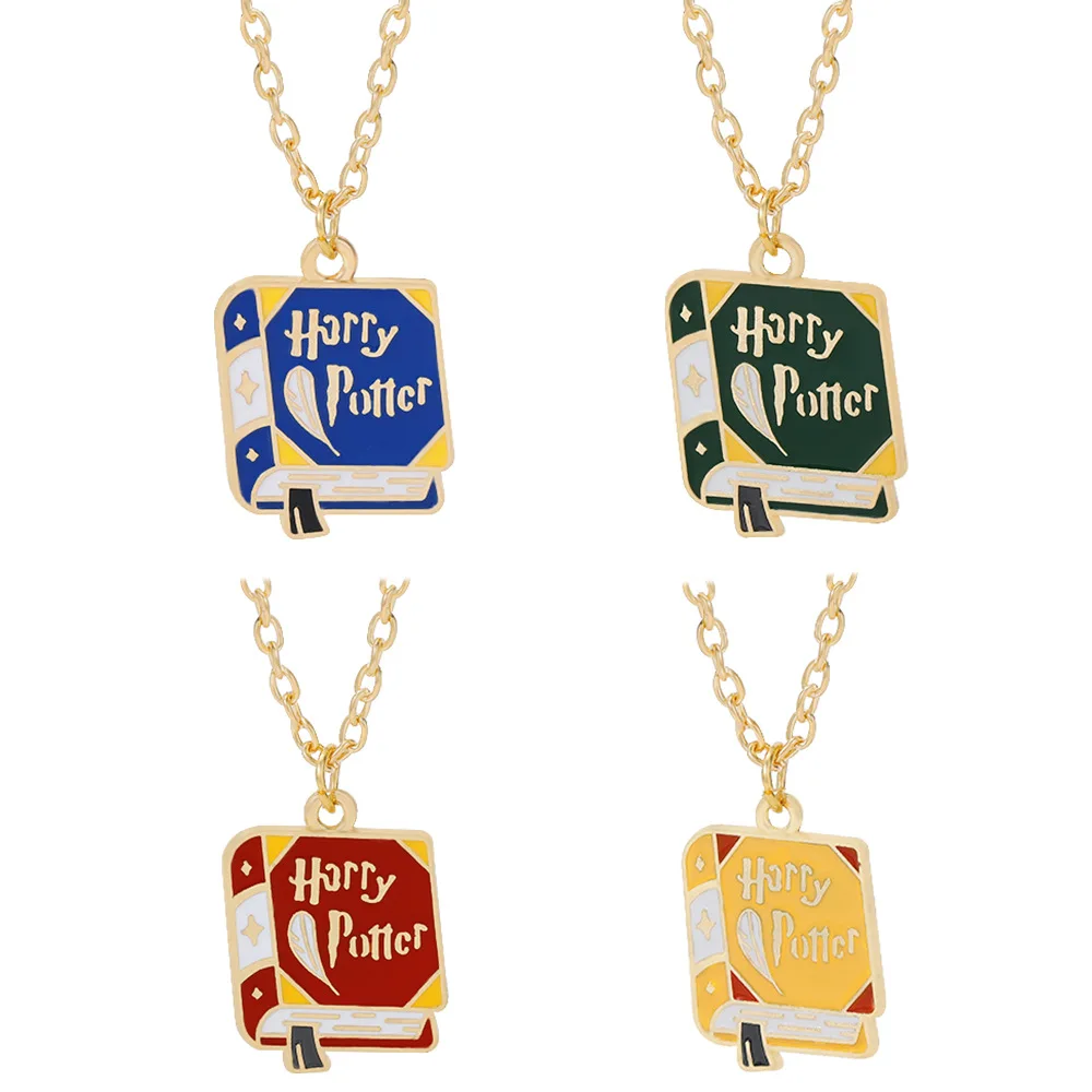 Hogwarts Necklace Cosplay Accessory Cartoon Magic Anime Figure Slytherin Gryffindor Metal Collar Chain Hanging Neck Gifts