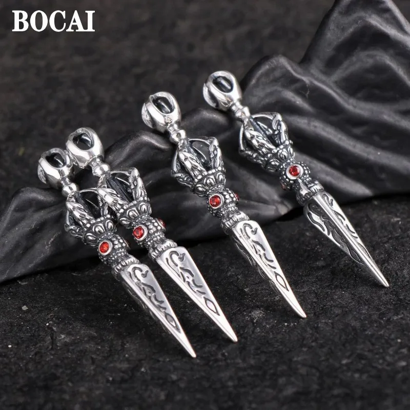 BOCAI New S990 Silver Subduing  Personality Domineering Man Pendant Vajra Pestle Good Luck Jewelry Accessories Birthday Gift