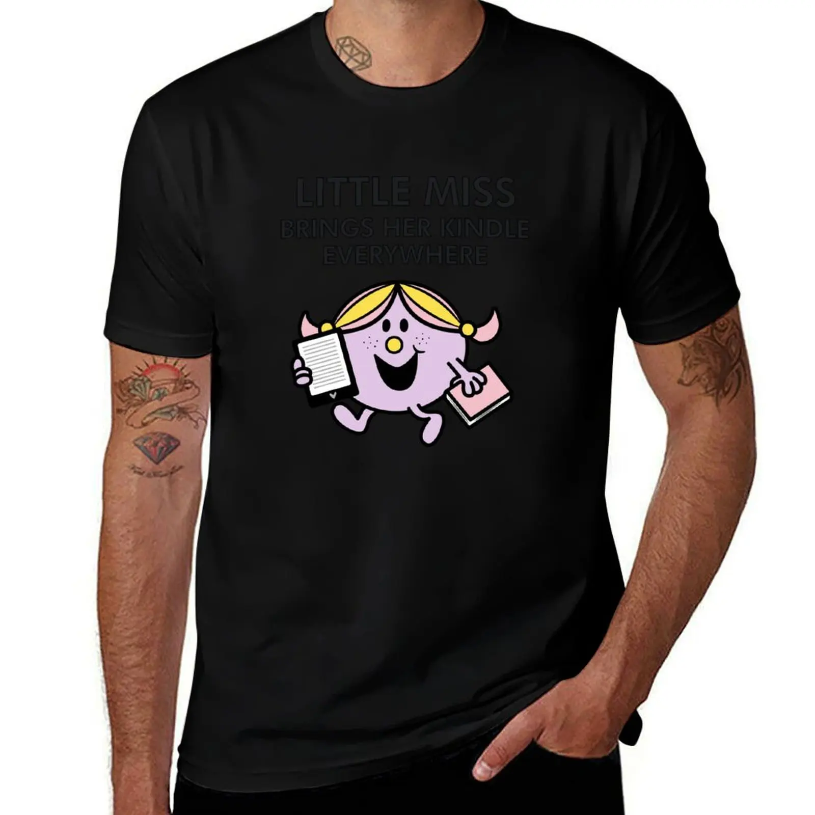 little miss brings her kindle everywhere T-Shirt valentines clothes graphics plain black t shirts men