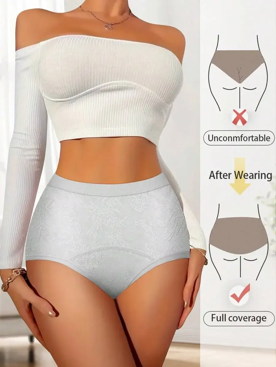 

High Waist Womens Briefs Floral Print Tummy Control Hip Lift Comfortable Breathable Fabric