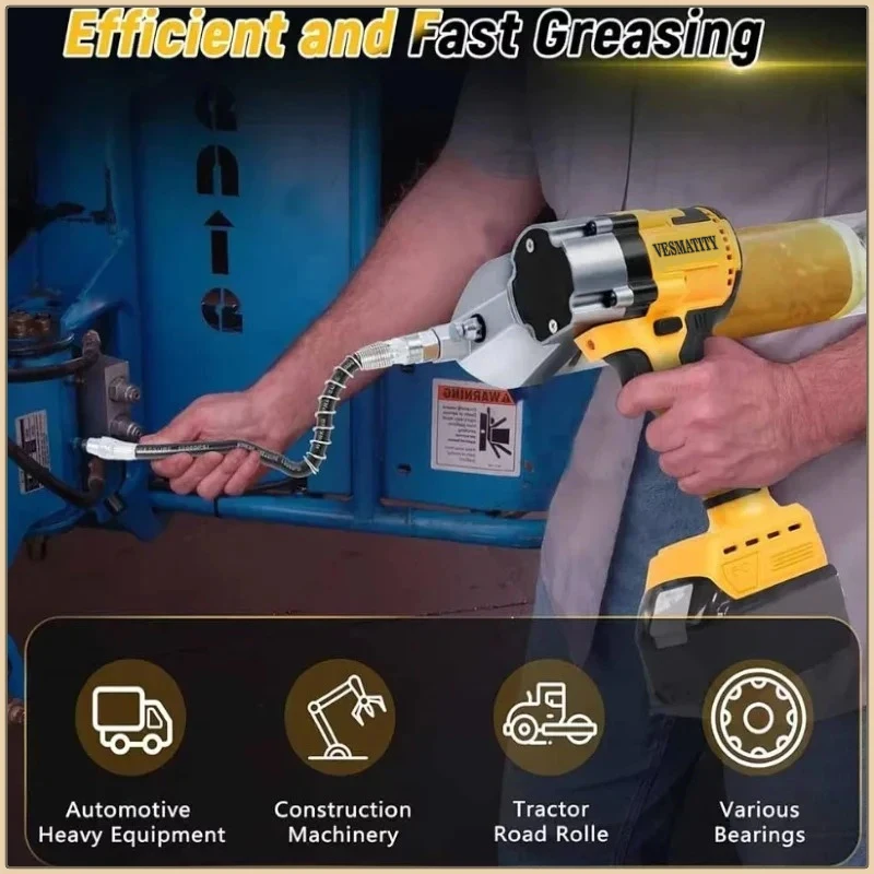 2026 NEW Brushless Electric Grease Gun Fat Machine Electric Grease Gun Tools LED Electric Oil Injector For Lithium-ion battery