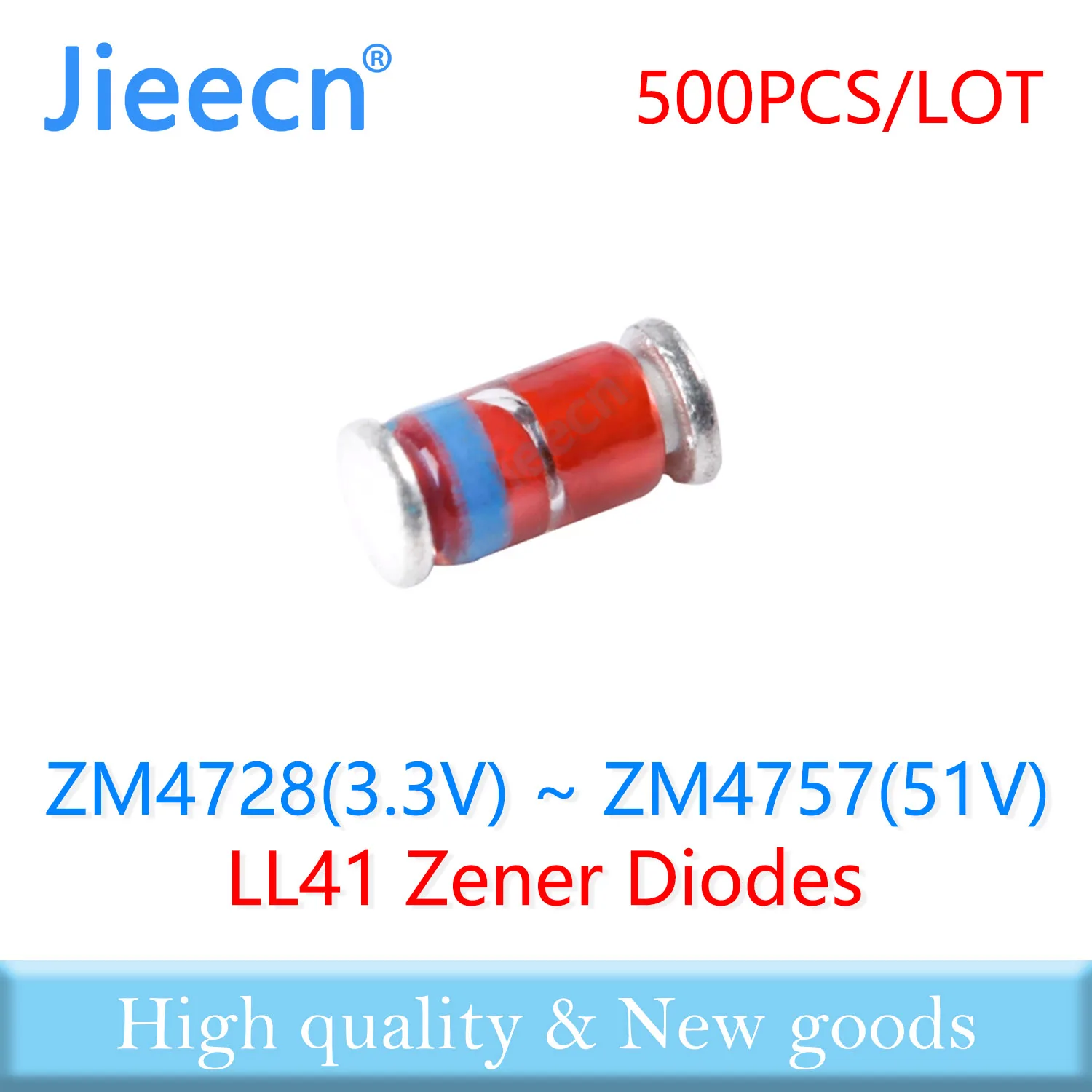 

500PCS LL41 1W ZM4728 ~ ZM4757 3.3V ~ 51V Zener Diodes ZM47 ZM4729 ZM4731 ZM4732 ZM4733 ZM4734 ZM4735 ZM4736 ZM473 ZM474 ZM475