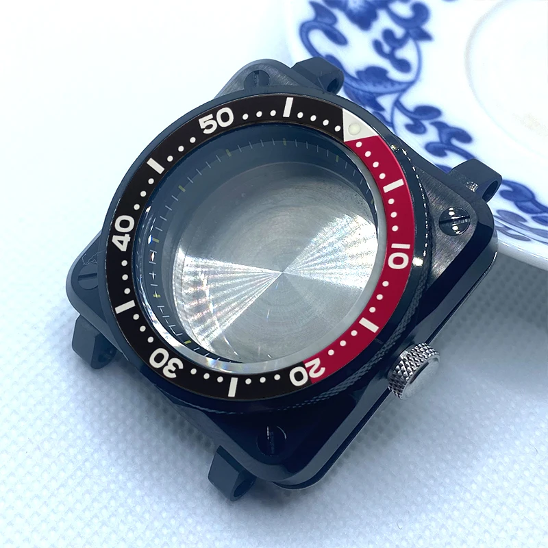 Black SKX007 Replace Watch Case Square Pilots Cockpit Case FitsNH35 NH36 Movement  SKX007 Square Pilots Cockpit Case Square Case