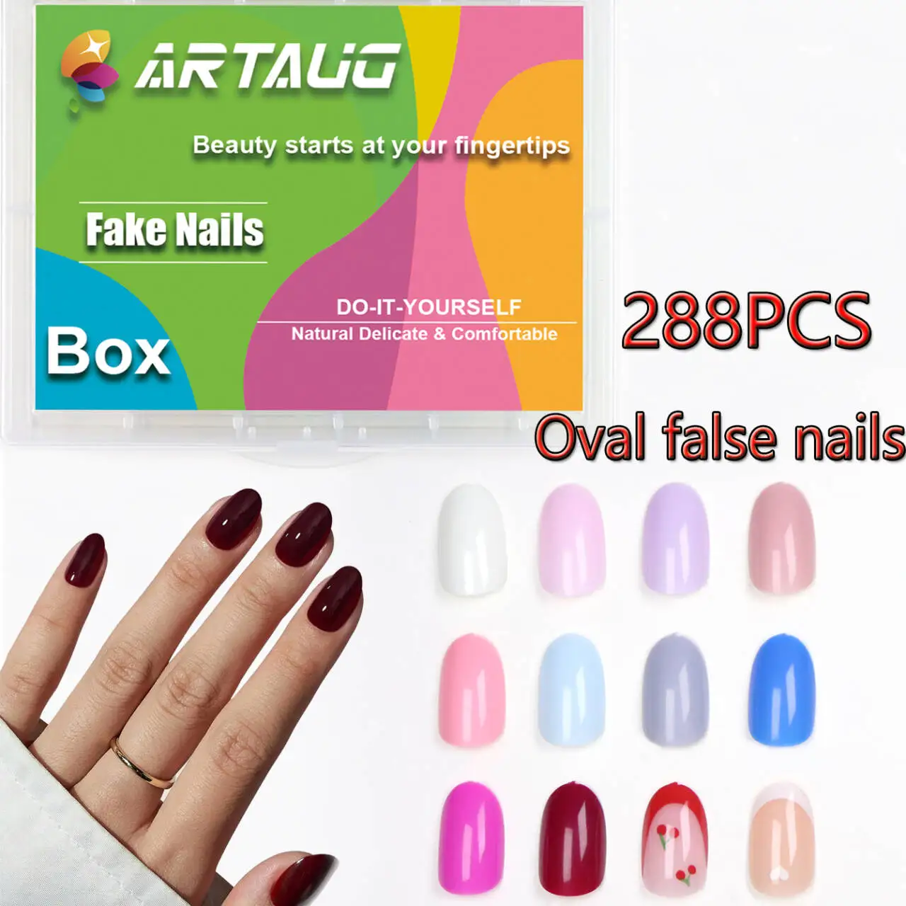 

288 шт. овальные накладные ногти идеально подходят акриловые накладные ногти с полным покрытием, 12 типов накладных ногтей