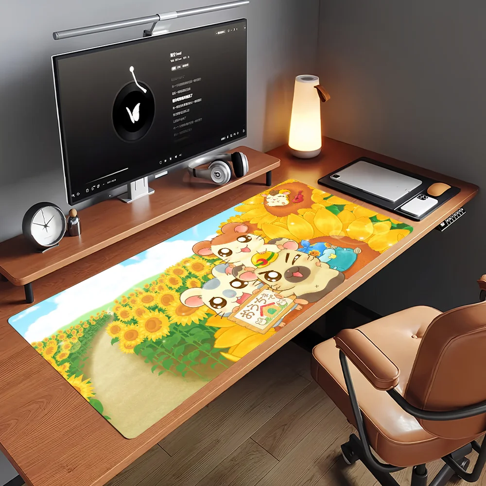 Cartoon H-Hamtaro Mouse Pad Non-slip Locking Edge DeskMat PC Laptop Accessories Rubber Office Keyboard Game Carpet 350x900x3mm view 5
