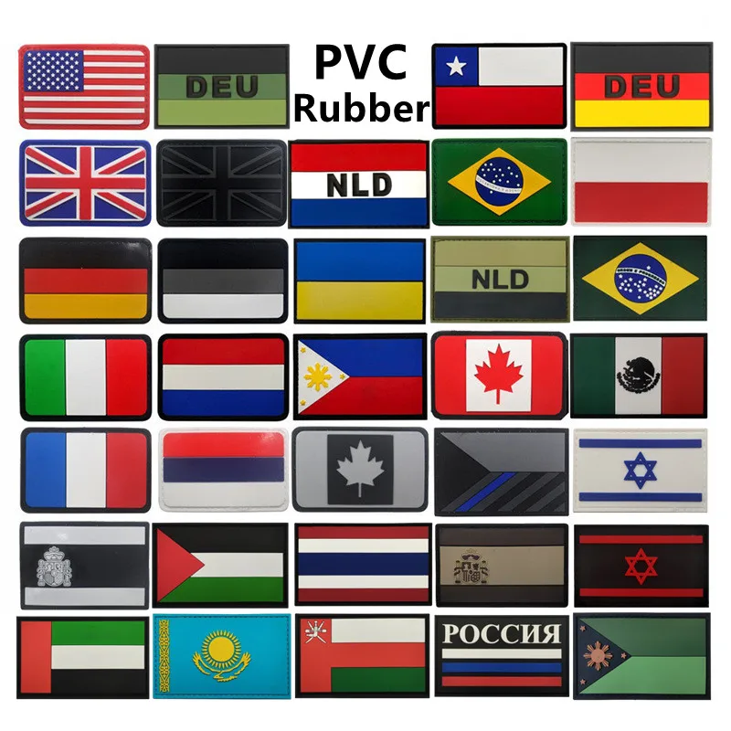PVC Flags Patch Armband Badges,UK,US,Spain France,UAE,Saudi,Germany,Russia,Czech,Netherlands,Mexico,Canada With Hook on Backpack