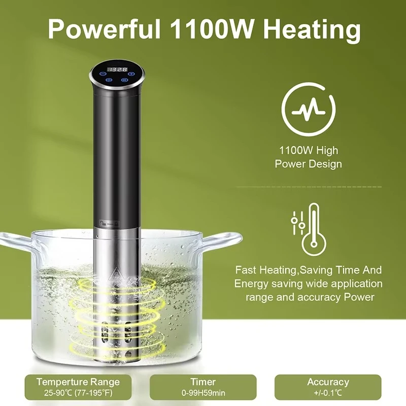 Household electric portable slow cooker immersion circulator with stainless steel and digital timer control