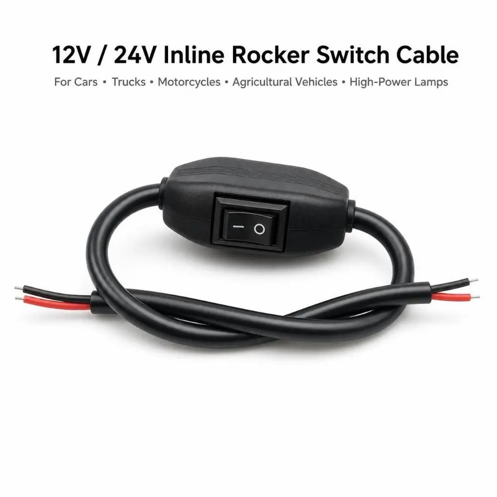 Portable 12V-80V Inline Cord Switch Prewired DIY Toggle Rocker Switch Wire On Both Ends Lamp Switch Home Lighting