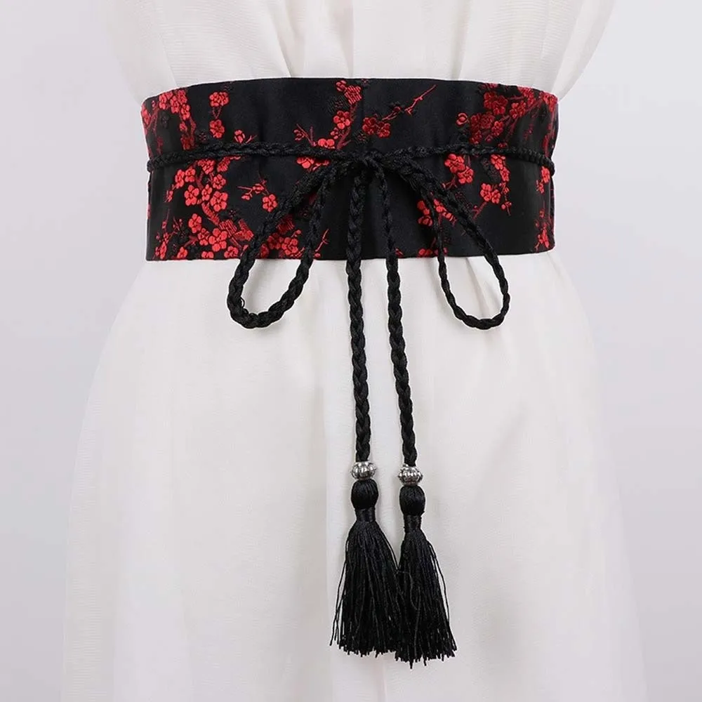 Wide Style Embroidery Corset Retro-pattern Embroidered Hanfu Waistband Jacquard Soft Fabric Ethnic Girdle Teen Girl