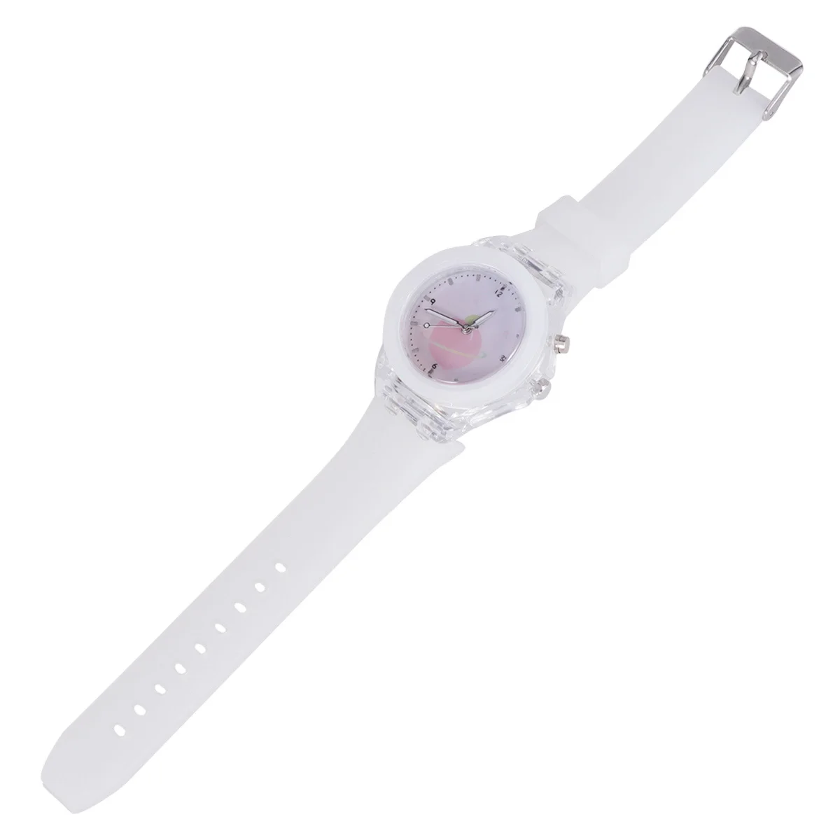 

1Pcs Kids Luminous Night Light Watch Candy Color Plastic Durable Peach Pattern for Kids Birthday Gift Watch Toy