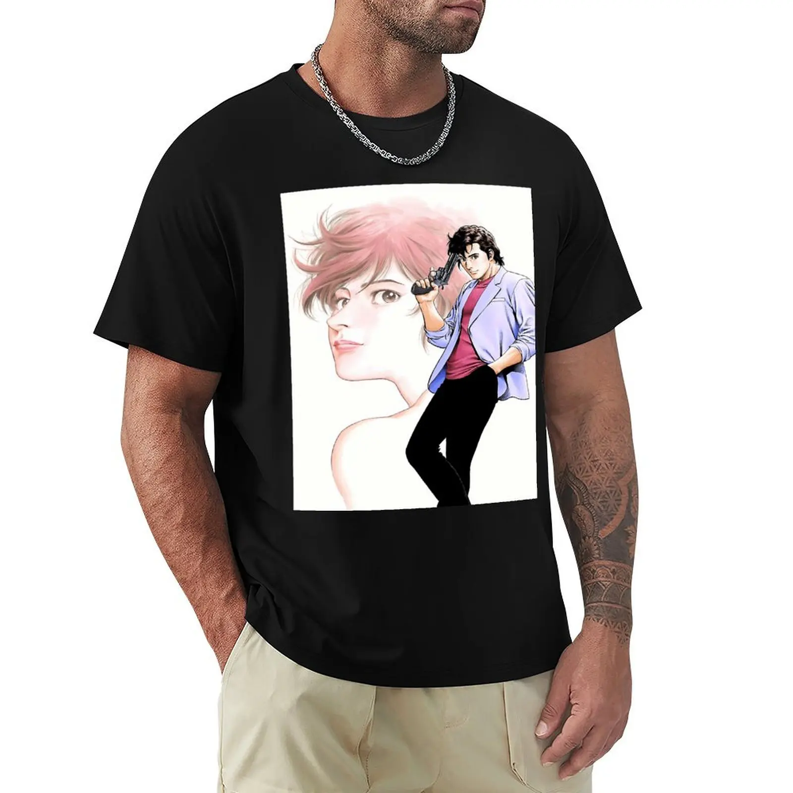 City Hunter (Nicky Larson) - Ryo Saeba & Kaori T-Shirt man t shirt cotton T-Shirt