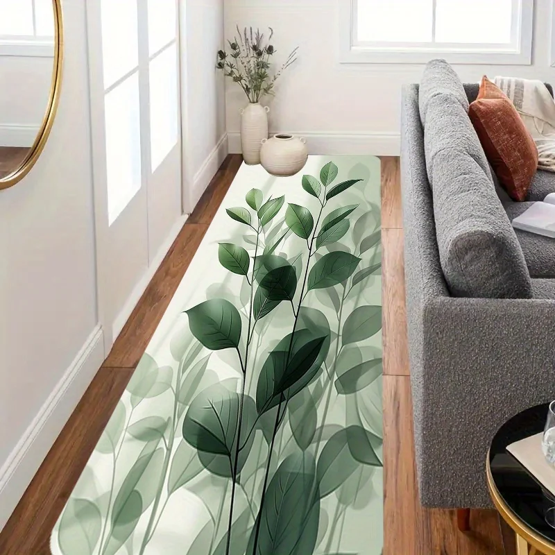 1pc  Kitchen Floor Mat, Textured Leaf Pattern Printed Floor Matened Non-slip Wear-resistant Suitable for Kitchen Living Room P