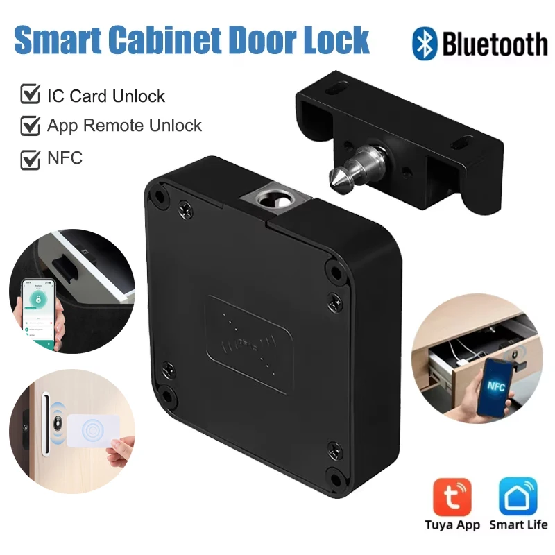 

Умный замок Tuya Bluetooth, IC-карта, приложение для удаленной разблокировки, невидимый замок без ключа, замок для ящика шкафа, мебель, деревянный электронный замок
